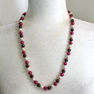 Colorful S925 Freshwater Cultured Pearls Pink Bronze Necklace & Earrings Set New